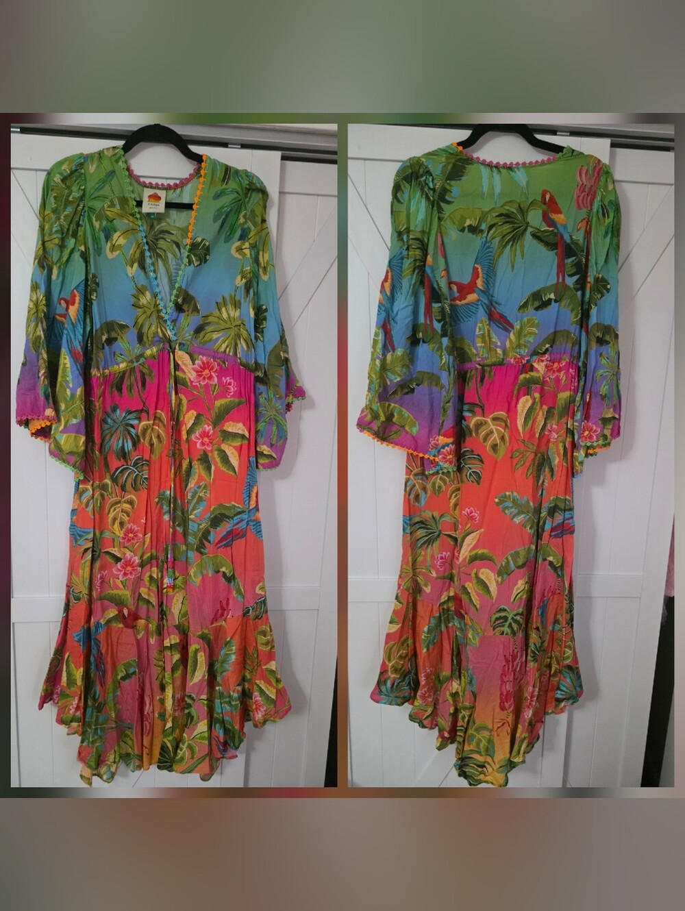 Farm Rio Ombre Forest Ruffle Tunic Maxidress. - Picture 5 of 5